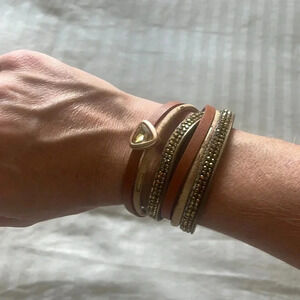 Bronze Leather Stack‎ Bracelet